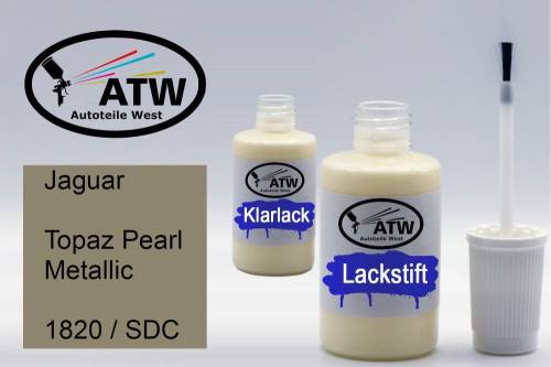 Jaguar, Topaz Pearl Metallic, 1820 / SDC: 20ml Lackstift + 20ml Klarlack - Set, von ATW Autoteile West.